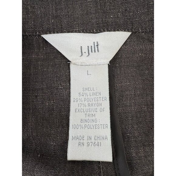 J Jill Women’s Linen Blend Blazer Size L Lagen Boho Stitched Pockets Academia - Picture 11 of 12